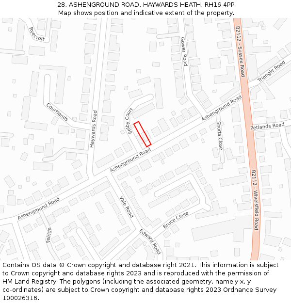 28, ASHENGROUND ROAD, HAYWARDS HEATH, RH16 4PP: Location map and indicative extent of plot