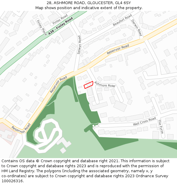 28, ASHMORE ROAD, GLOUCESTER, GL4 6SY: Location map and indicative extent of plot