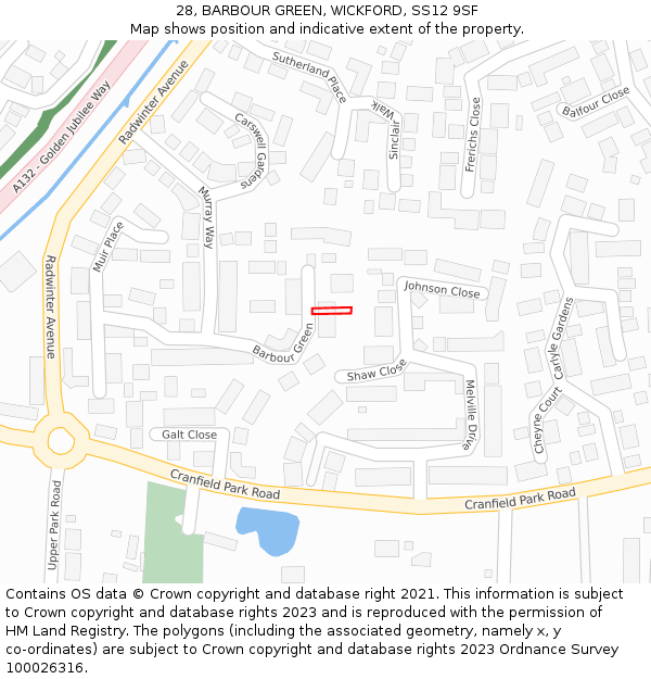 28, BARBOUR GREEN, WICKFORD, SS12 9SF: Location map and indicative extent of plot