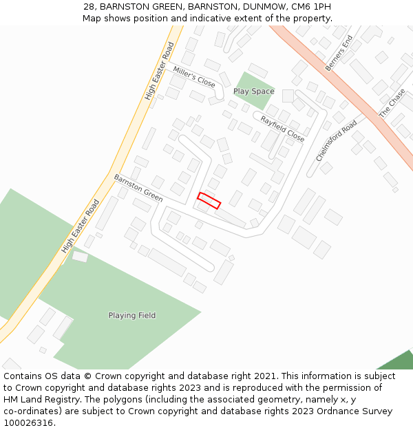 28, BARNSTON GREEN, BARNSTON, DUNMOW, CM6 1PH: Location map and indicative extent of plot