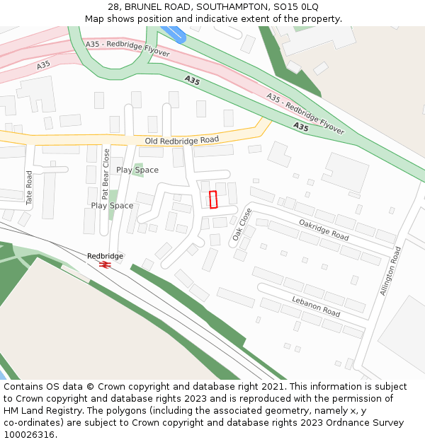 28, BRUNEL ROAD, SOUTHAMPTON, SO15 0LQ: Location map and indicative extent of plot