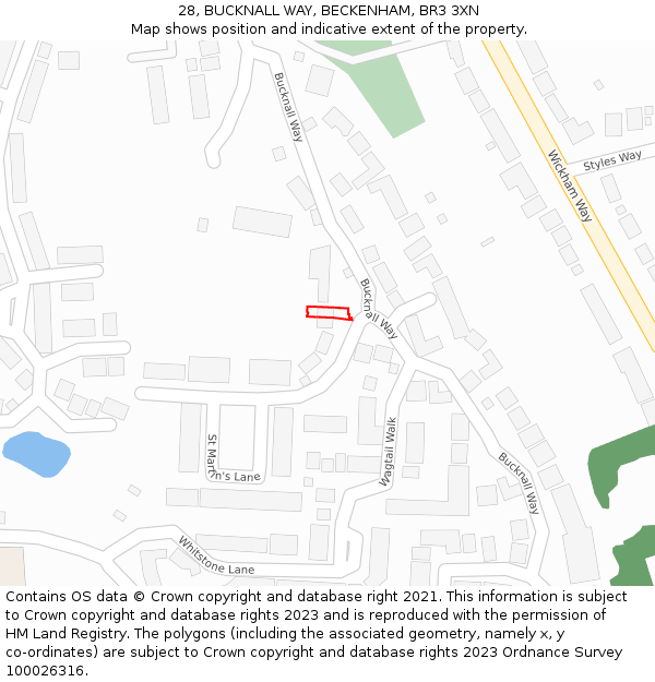 28, BUCKNALL WAY, BECKENHAM, BR3 3XN: Location map and indicative extent of plot