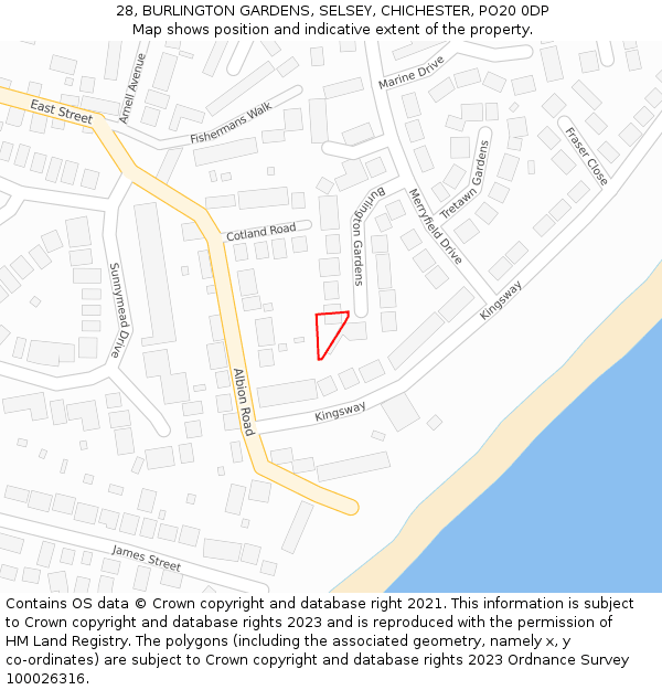 28, BURLINGTON GARDENS, SELSEY, CHICHESTER, PO20 0DP: Location map and indicative extent of plot