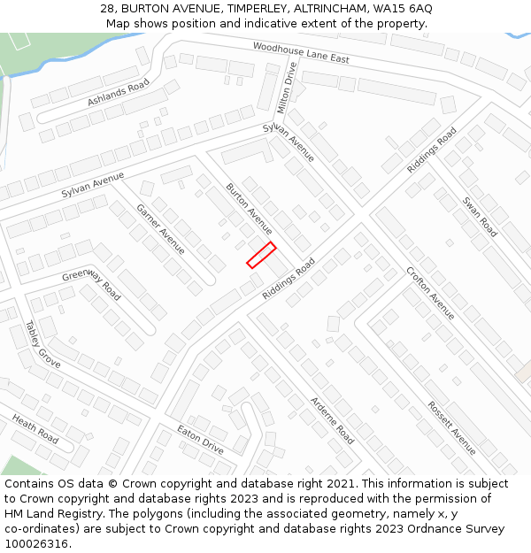 28, BURTON AVENUE, TIMPERLEY, ALTRINCHAM, WA15 6AQ: Location map and indicative extent of plot