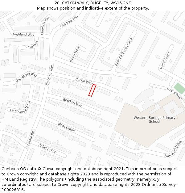 28, CATKIN WALK, RUGELEY, WS15 2NS: Location map and indicative extent of plot