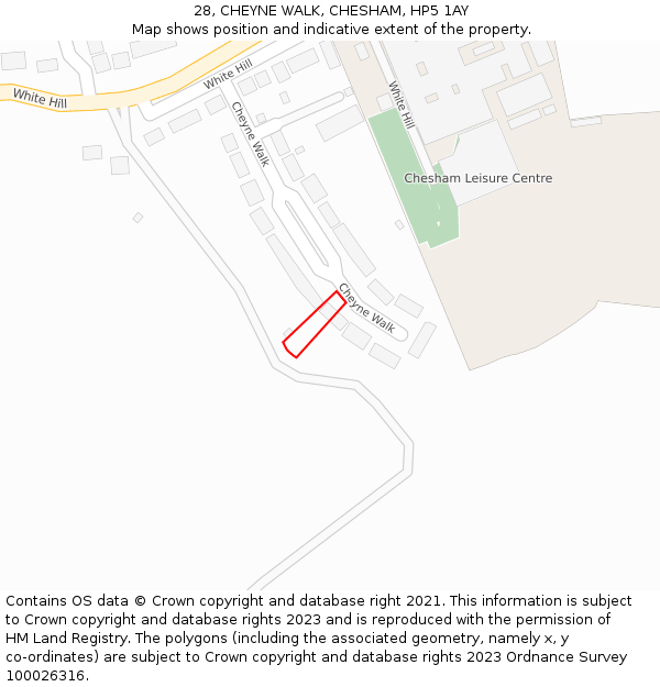 28, CHEYNE WALK, CHESHAM, HP5 1AY: Location map and indicative extent of plot