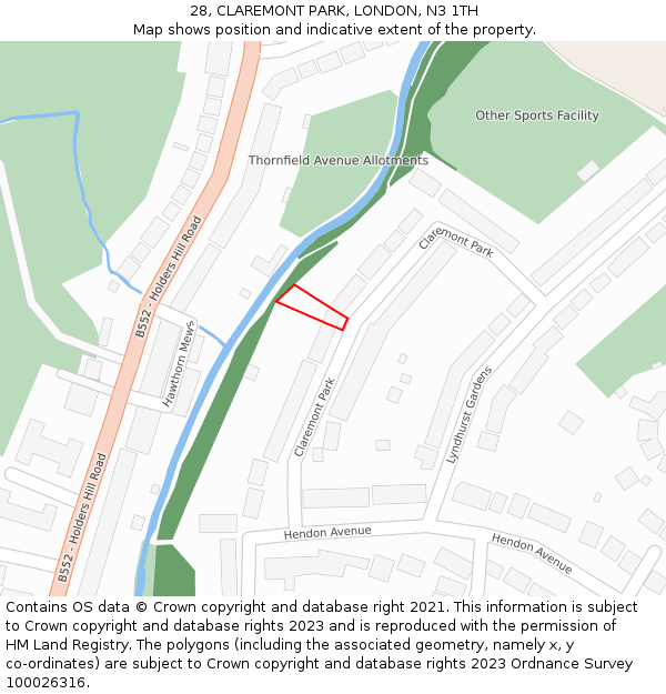 28, CLAREMONT PARK, LONDON, N3 1TH: Location map and indicative extent of plot