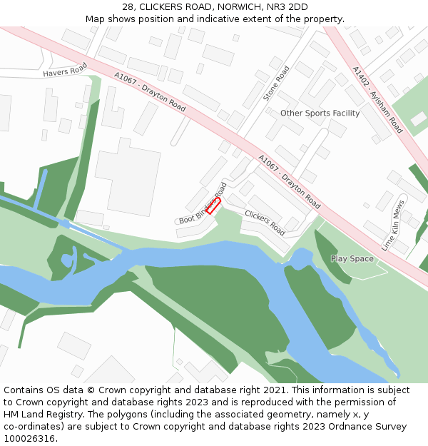 28, CLICKERS ROAD, NORWICH, NR3 2DD: Location map and indicative extent of plot