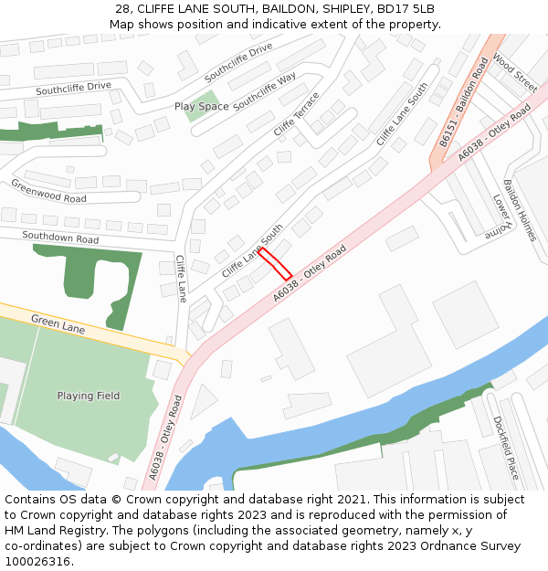 28, CLIFFE LANE SOUTH, BAILDON, SHIPLEY, BD17 5LB: Location map and indicative extent of plot
