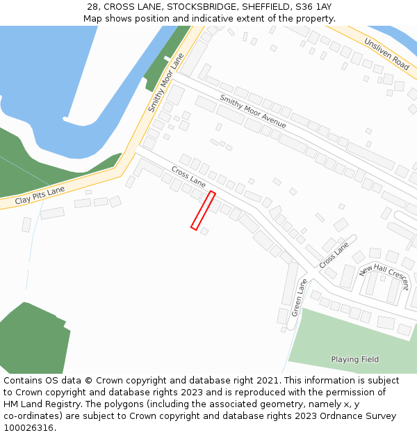 28, CROSS LANE, STOCKSBRIDGE, SHEFFIELD, S36 1AY: Location map and indicative extent of plot
