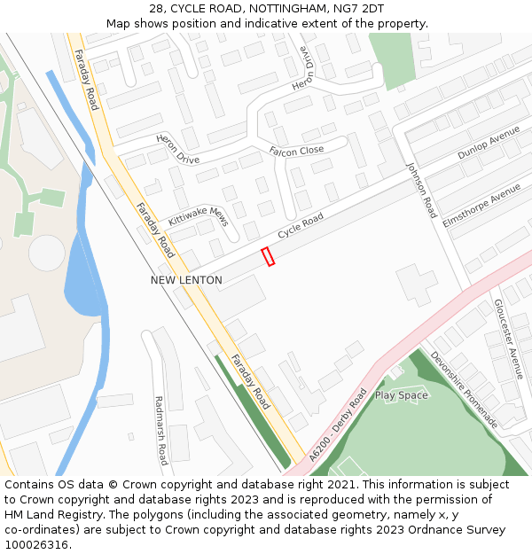28, CYCLE ROAD, NOTTINGHAM, NG7 2DT: Location map and indicative extent of plot