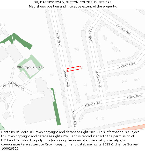 28, DARNICK ROAD, SUTTON COLDFIELD, B73 6PE: Location map and indicative extent of plot