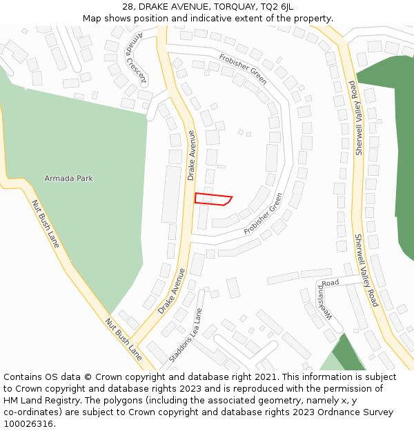 28, DRAKE AVENUE, TORQUAY, TQ2 6JL: Location map and indicative extent of plot