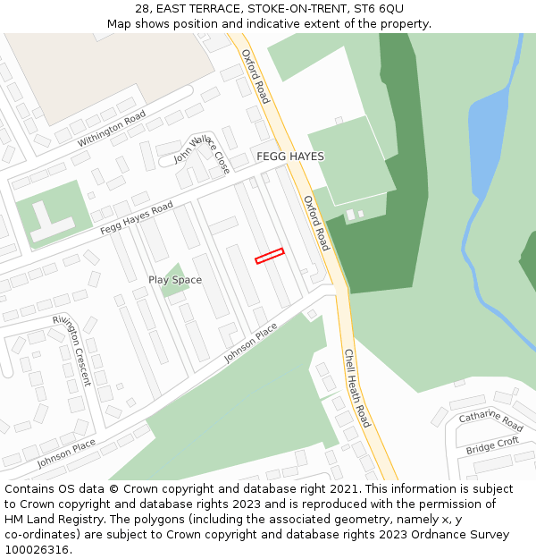 28, EAST TERRACE, STOKE-ON-TRENT, ST6 6QU: Location map and indicative extent of plot