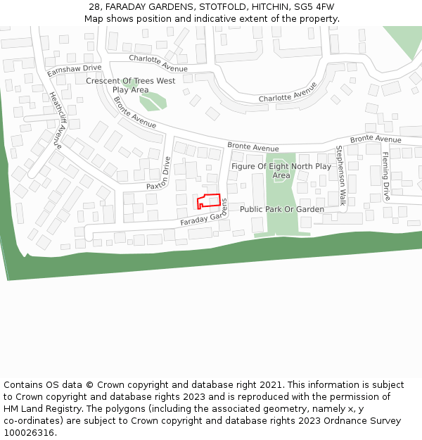 28, FARADAY GARDENS, STOTFOLD, HITCHIN, SG5 4FW: Location map and indicative extent of plot