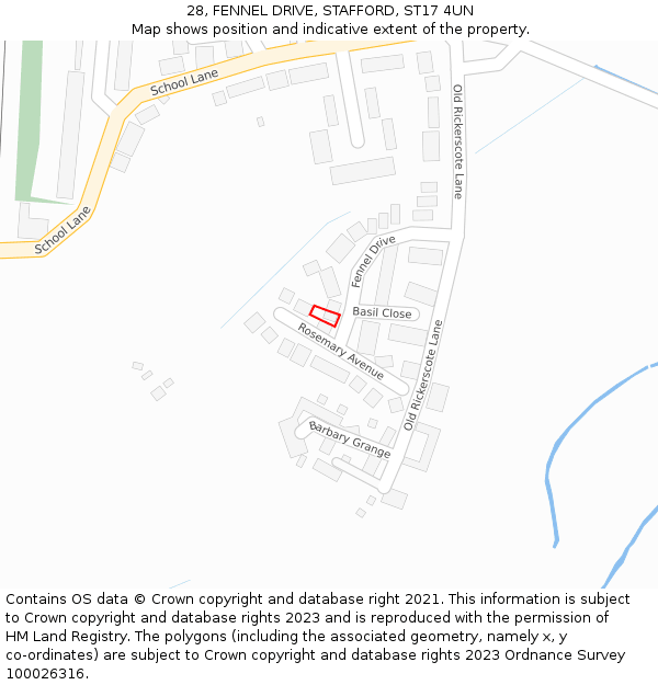 28, FENNEL DRIVE, STAFFORD, ST17 4UN: Location map and indicative extent of plot