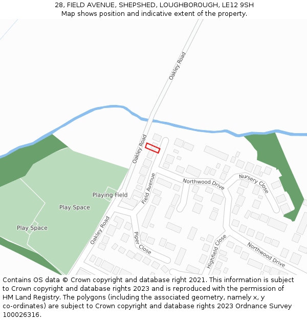28, FIELD AVENUE, SHEPSHED, LOUGHBOROUGH, LE12 9SH: Location map and indicative extent of plot