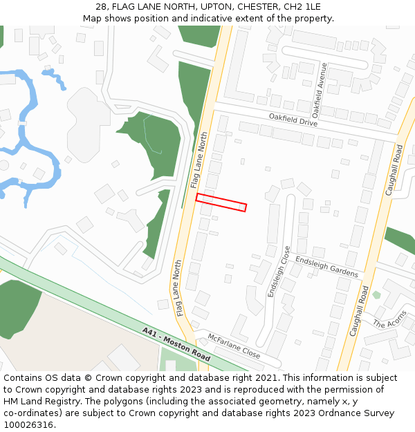 28, FLAG LANE NORTH, UPTON, CHESTER, CH2 1LE: Location map and indicative extent of plot