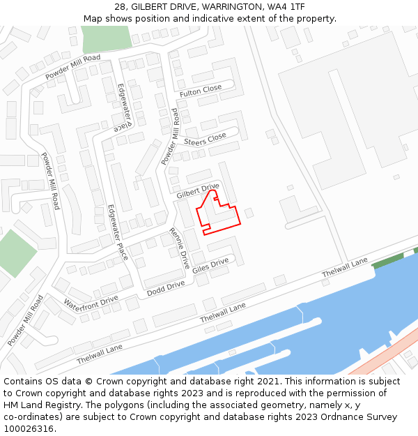 28, GILBERT DRIVE, WARRINGTON, WA4 1TF: Location map and indicative extent of plot