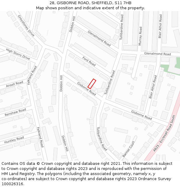 28, GISBORNE ROAD, SHEFFIELD, S11 7HB: Location map and indicative extent of plot