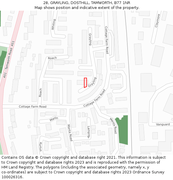 28, GRAYLING, DOSTHILL, TAMWORTH, B77 1NR: Location map and indicative extent of plot