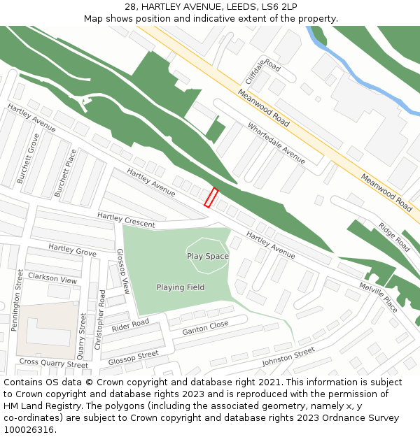 28, HARTLEY AVENUE, LEEDS, LS6 2LP: Location map and indicative extent of plot