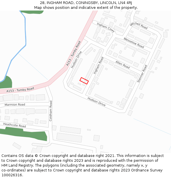 28, INGHAM ROAD, CONINGSBY, LINCOLN, LN4 4RJ: Location map and indicative extent of plot