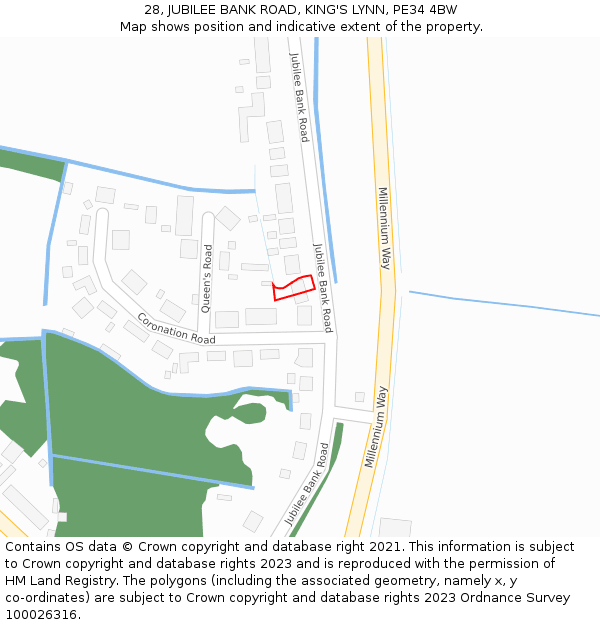 28, JUBILEE BANK ROAD, KING'S LYNN, PE34 4BW: Location map and indicative extent of plot