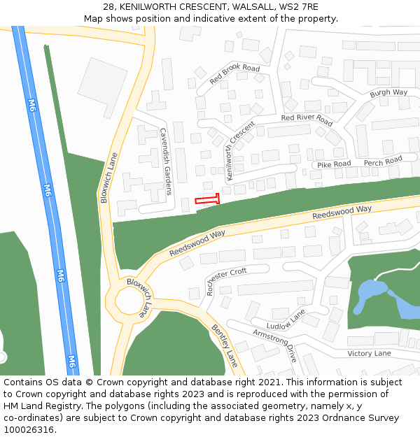 28, KENILWORTH CRESCENT, WALSALL, WS2 7RE: Location map and indicative extent of plot