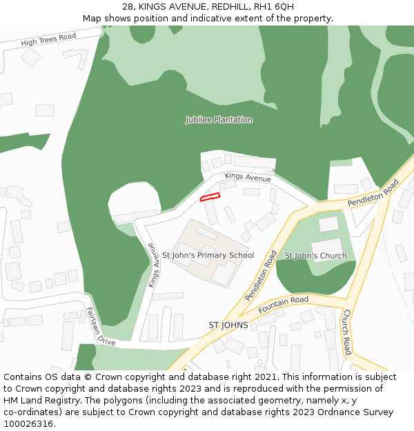 28, KINGS AVENUE, REDHILL, RH1 6QH: Location map and indicative extent of plot