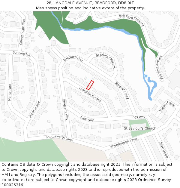 28, LANGDALE AVENUE, BRADFORD, BD8 0LT: Location map and indicative extent of plot