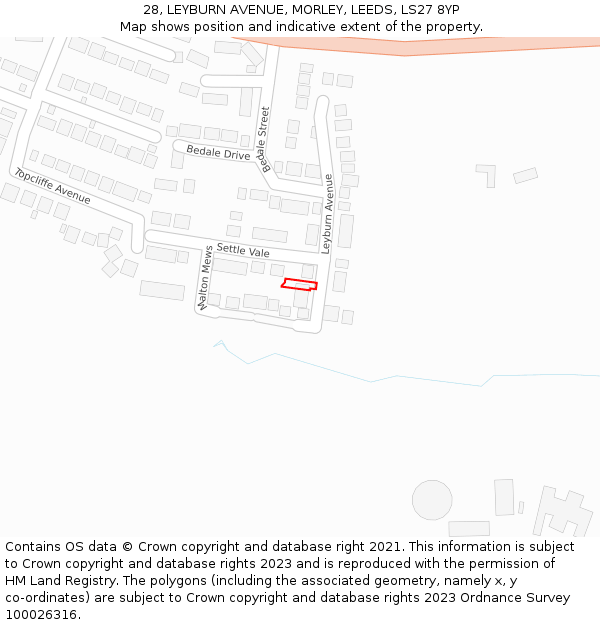 28, LEYBURN AVENUE, MORLEY, LEEDS, LS27 8YP: Location map and indicative extent of plot