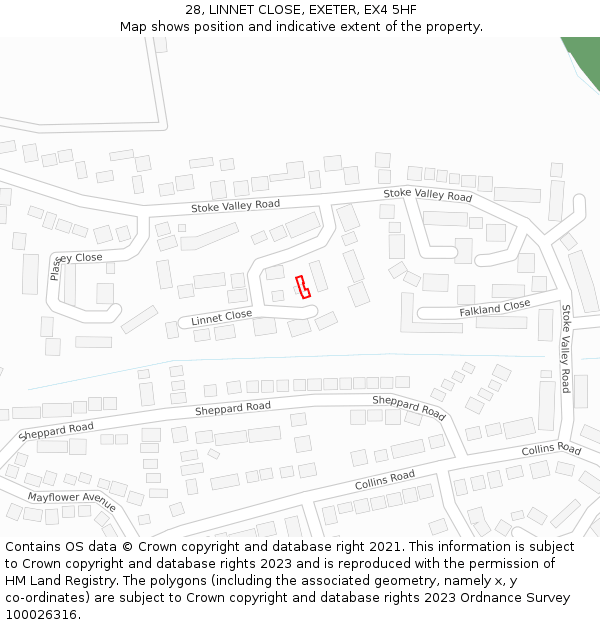 28, LINNET CLOSE, EXETER, EX4 5HF: Location map and indicative extent of plot