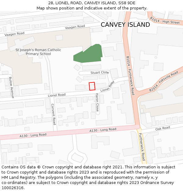 28, LIONEL ROAD, CANVEY ISLAND, SS8 9DE: Location map and indicative extent of plot