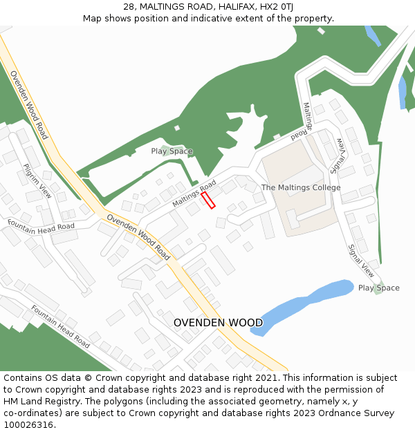 28, MALTINGS ROAD, HALIFAX, HX2 0TJ: Location map and indicative extent of plot