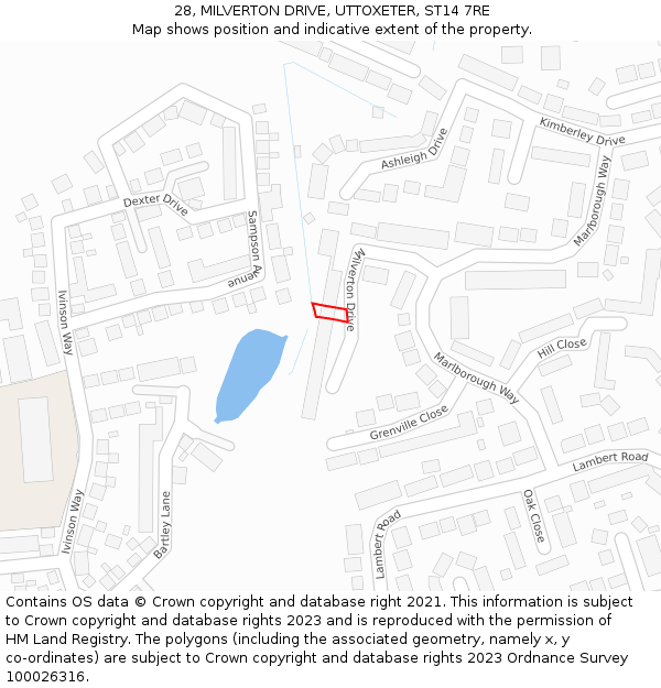 28, MILVERTON DRIVE, UTTOXETER, ST14 7RE: Location map and indicative extent of plot