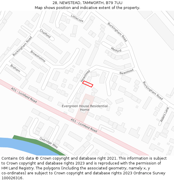 28, NEWSTEAD, TAMWORTH, B79 7UU: Location map and indicative extent of plot