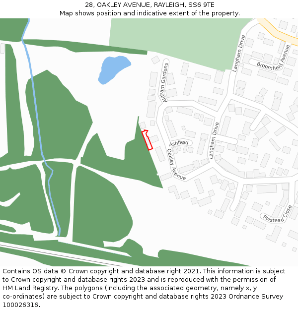 28, OAKLEY AVENUE, RAYLEIGH, SS6 9TE: Location map and indicative extent of plot