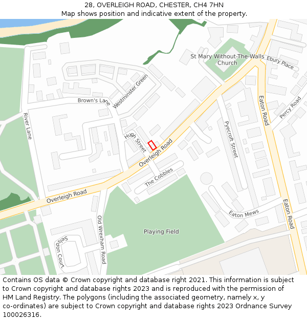 28, OVERLEIGH ROAD, CHESTER, CH4 7HN: Location map and indicative extent of plot