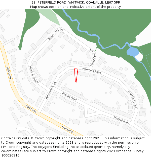 28, PETERFIELD ROAD, WHITWICK, COALVILLE, LE67 5PR: Location map and indicative extent of plot