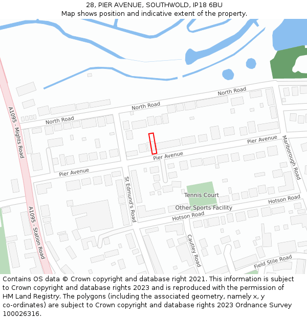 28, PIER AVENUE, SOUTHWOLD, IP18 6BU: Location map and indicative extent of plot