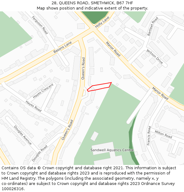 28, QUEENS ROAD, SMETHWICK, B67 7HF: Location map and indicative extent of plot