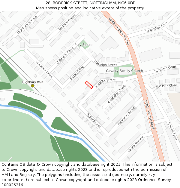 28, RODERICK STREET, NOTTINGHAM, NG6 0BP: Location map and indicative extent of plot