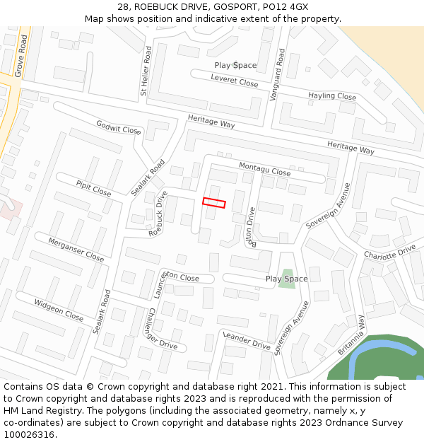 28, ROEBUCK DRIVE, GOSPORT, PO12 4GX: Location map and indicative extent of plot