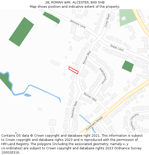 28, ROMAN WAY, ALCESTER, B49 5HB: Location map and indicative extent of plot