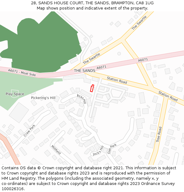 28, SANDS HOUSE COURT, THE SANDS, BRAMPTON, CA8 1UG: Location map and indicative extent of plot