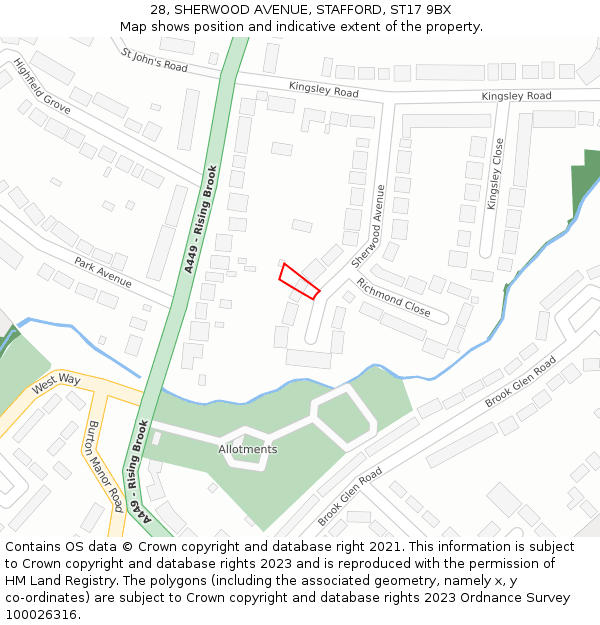 28, SHERWOOD AVENUE, STAFFORD, ST17 9BX: Location map and indicative extent of plot