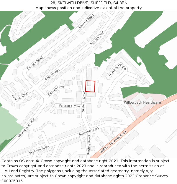 28, SKELWITH DRIVE, SHEFFIELD, S4 8BN: Location map and indicative extent of plot