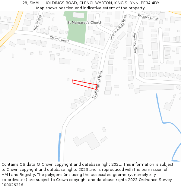 28, SMALL HOLDINGS ROAD, CLENCHWARTON, KING'S LYNN, PE34 4DY: Location map and indicative extent of plot