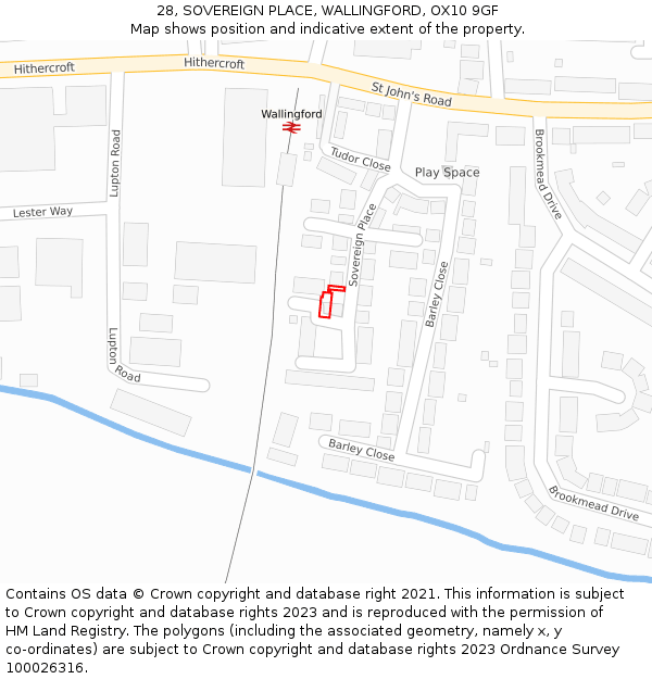 28, SOVEREIGN PLACE, WALLINGFORD, OX10 9GF: Location map and indicative extent of plot